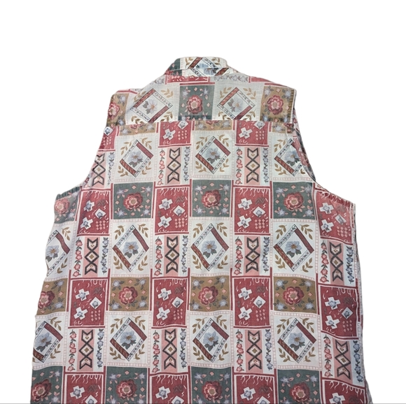 Vintage Pearl River Floral Button Down Sleeveless Collared Grandma Top Prairie - Picture 4 of 11